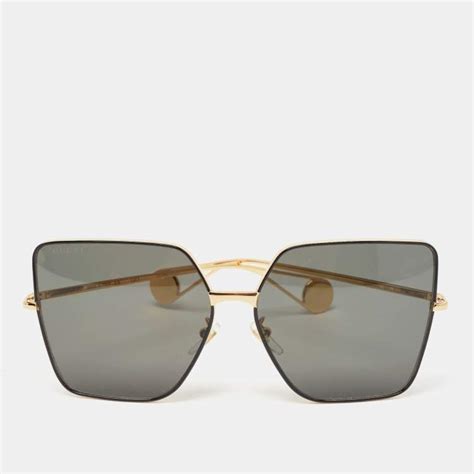 gg0436s gucci|GUCCI Square Frame GG0436S Sunglasses Black Gold.